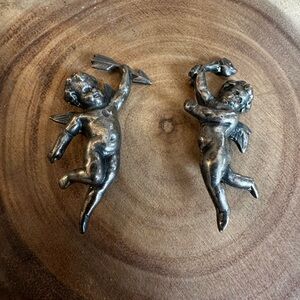 1940s sterling silver cherub brooches